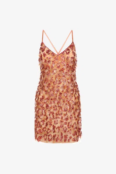 Roberto Cavalli Short Embroidered Dress In Red