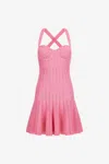 Roberto Cavalli Short Knitted Dress In Fuchsia