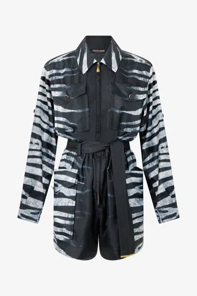 ROBERTO CAVALLI KURZES KLEID AUS SEIDE MIT PRINT ZEBRA