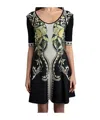Roberto Cavalli Short Sleeve Dress In Black