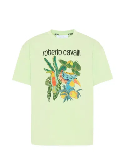 Roberto Cavalli Kids' Short-sleeve Jungle Print T-shirt In Green