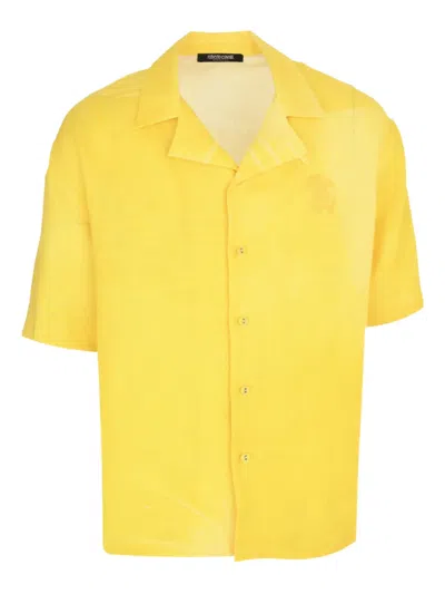 Roberto Cavalli Short-sleeve Shirt In Yellow
