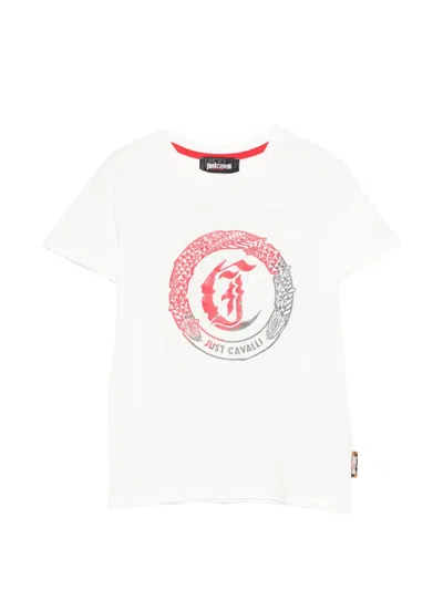 Roberto Cavalli Kids' Short Sleeve T-shirt In White