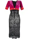 Roberto Cavalli Short-sleeved Panelled Midi Dress In Pink