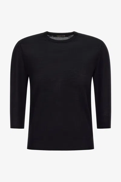 Roberto Cavalli Short-sleeved Sweater In Black