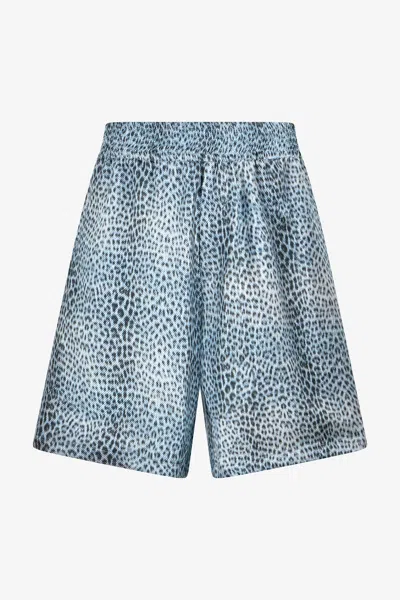 Roberto Cavalli Baby Jaguar Print Fabric Shorts In Blue