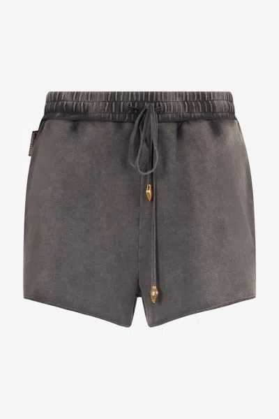 Roberto Cavalli Shorts With Logo On The Back In Dark Gray