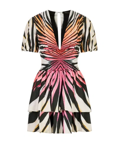 Roberto Cavalli Short-sleeved Dress In Multi