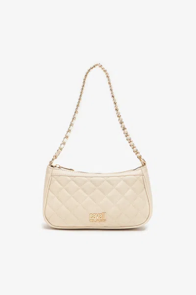 Roberto Cavalli Shoulder Bag With Cavalli Class Stitching In Beige