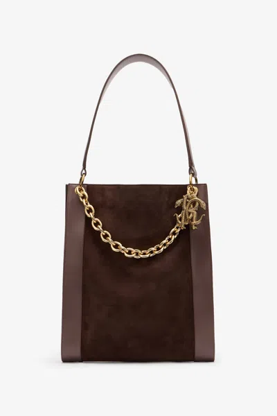 Roberto Cavalli Shoulder Bag With Chain In Brown
