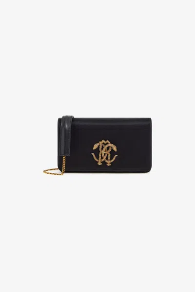 Roberto Cavalli Shoulder Bag With Monogram In Black