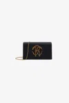 Roberto Cavalli Shoulder Bag With Monogram Mirror Snake In Black