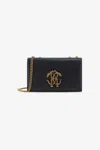 Roberto Cavalli Shoulder Bag With Monogram Mirror Snake In Black