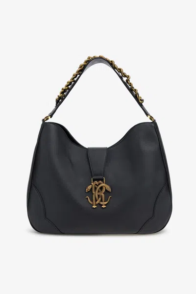 Roberto Cavalli Shoulder Bag With Monogram Rc In Black