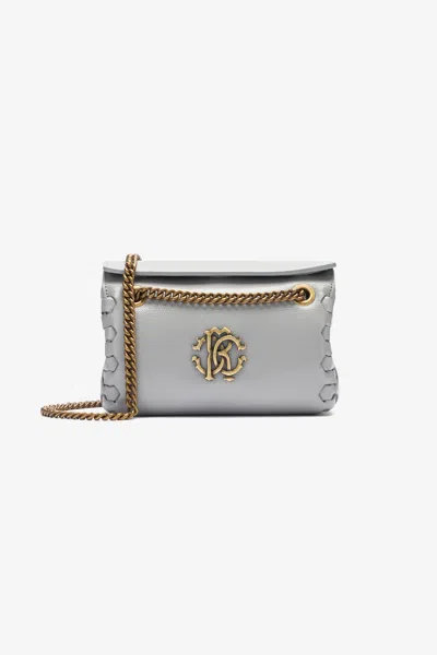 Roberto Cavalli Shoulder Bag With Monogram Rc In Gray