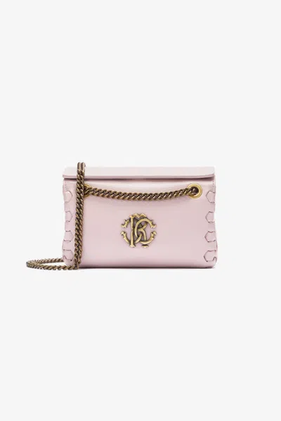 Roberto Cavalli Shoulder Bag With Monogram Rc In Pink