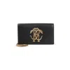 Roberto Cavalli Black Leather Shoulder Bag With Gold Emblem