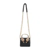 Roberto Cavalli Crocodile Texture Shoulder Bag With Chain Strap In Black