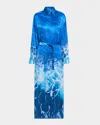 Roberto Cavalli Kleid Mit Stretto Di Messina Print In Deep Blue