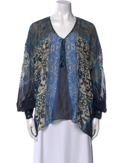 Pre-owned Roberto Cavalli Silk Animal Print Blouse