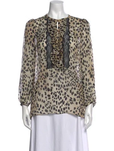 Pre-owned Roberto Cavalli Silk Animal Print Blouse In Multicolor
