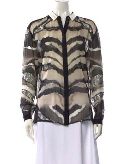 Pre-owned Roberto Cavalli Silk Animal Print Blouse In Neutral