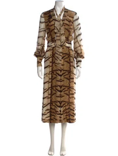 Pre-owned Roberto Cavalli Silk Animal Print Jumpsuit In Brown