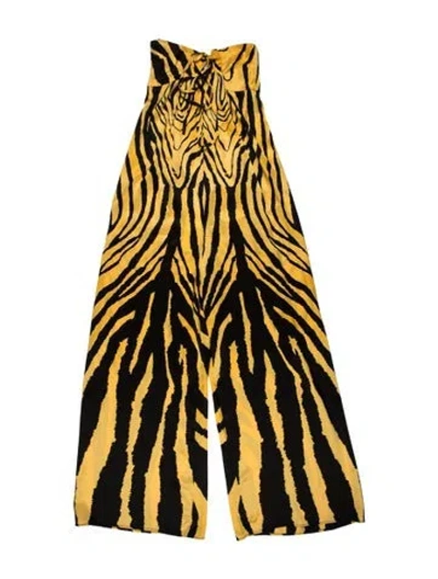 Pre-owned Roberto Cavalli Silk Animal Print Jumpsuit In Multi
