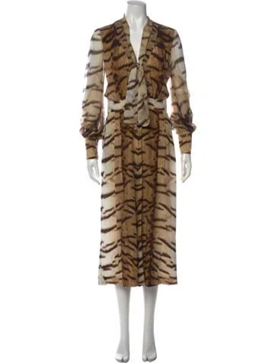 Pre-owned Roberto Cavalli Silk Animal Print Jumpsuit In Neutral