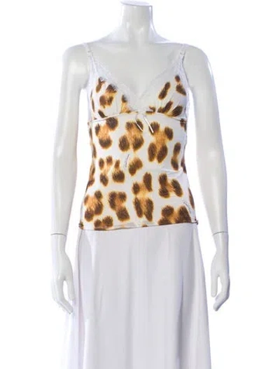 Pre-owned Roberto Cavalli Silk Animal Print Pajamas In Neutral