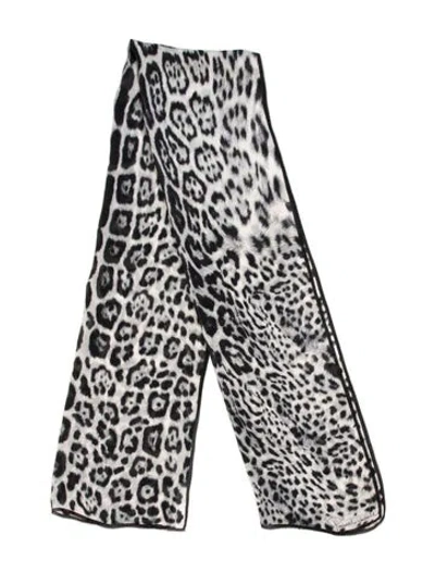 Pre-owned Roberto Cavalli Silk Animal Print Scarf In Black