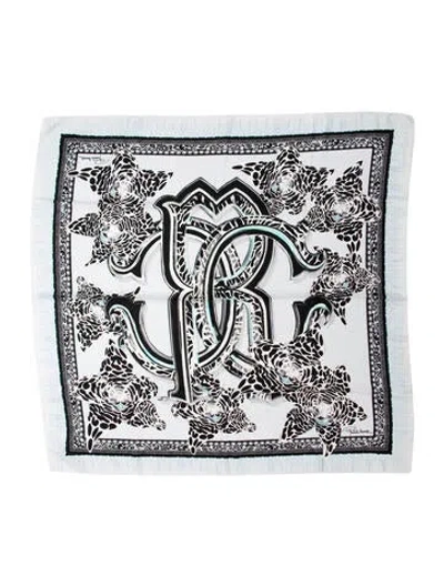 Pre-owned Roberto Cavalli Silk Animal Print Scarf In Blue