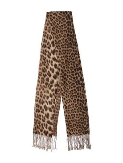 Pre-owned Roberto Cavalli Silk Animal Print Scarf In Brown