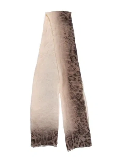 Pre-owned Roberto Cavalli Silk Animal Print Scarf In Neutral