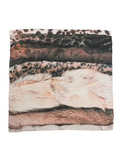 Pre-owned Roberto Cavalli Silk Animal Print Scarf In Neutrals