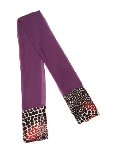 Pre-owned Roberto Cavalli Silk Animal Print Scarf In Purple