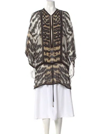Pre-owned Roberto Cavalli Silk Animal Print Tunic In Multi
