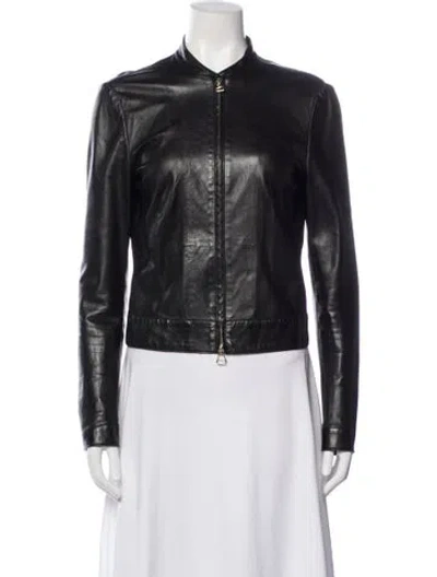 Pre-owned Roberto Cavalli Silk Biker Jacket In Black