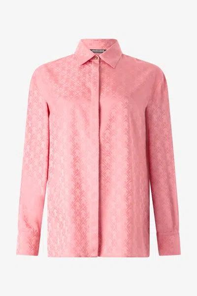 Roberto Cavalli Silk Blend Shirt With Mirror Snake Monogram Print
