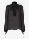 Roberto Cavalli Shirt With Bow And Cutout In Black