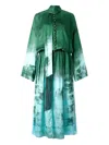 Roberto Cavalli Silk Button-up Dress In Green