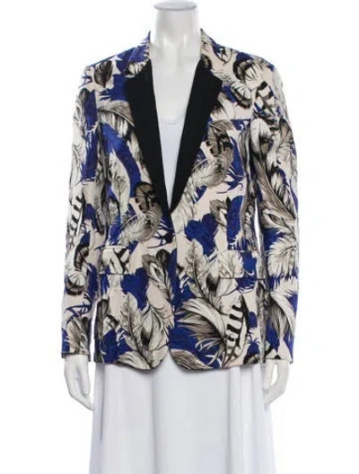 Pre-owned Roberto Cavalli Silk Floral Print Blazer In Multicolor