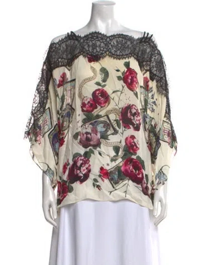 Pre-owned Roberto Cavalli Silk Floral Print Blouse In Pink