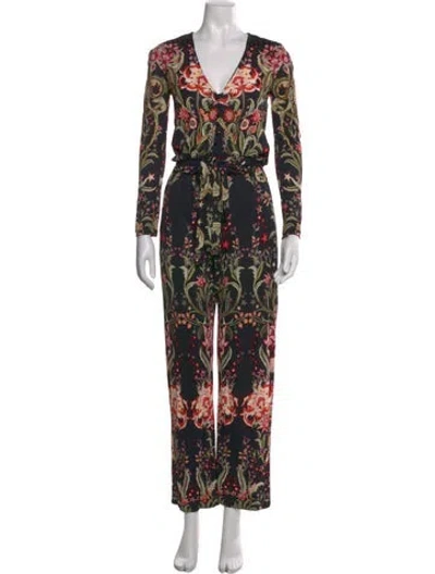 Pre-owned Roberto Cavalli Silk Floral Print Jumpsuit In Multi