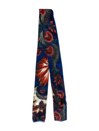 Pre-owned Roberto Cavalli Silk Floral Print Scarf In Blue/red