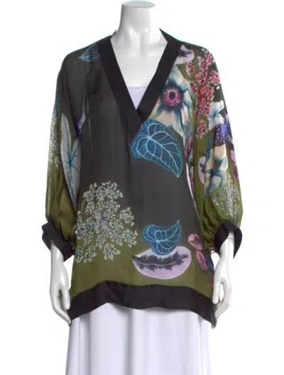 Pre-owned Roberto Cavalli Silk Floral Print Sweater In Black