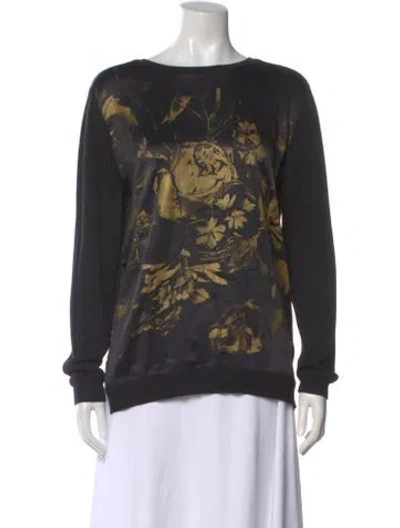 Pre-owned Roberto Cavalli Silk Floral Print Sweatshirt In Black