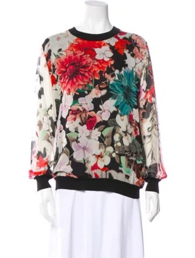 Pre-owned Roberto Cavalli Silk Floral Print Sweatshirt In White