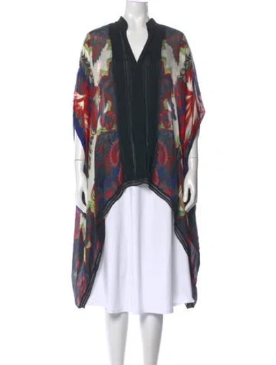 Pre-owned Roberto Cavalli Silk Floral Print Tunic In Multi