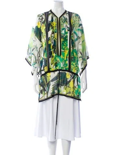 Pre-owned Roberto Cavalli Silk Floral Print Tunic In Neutral